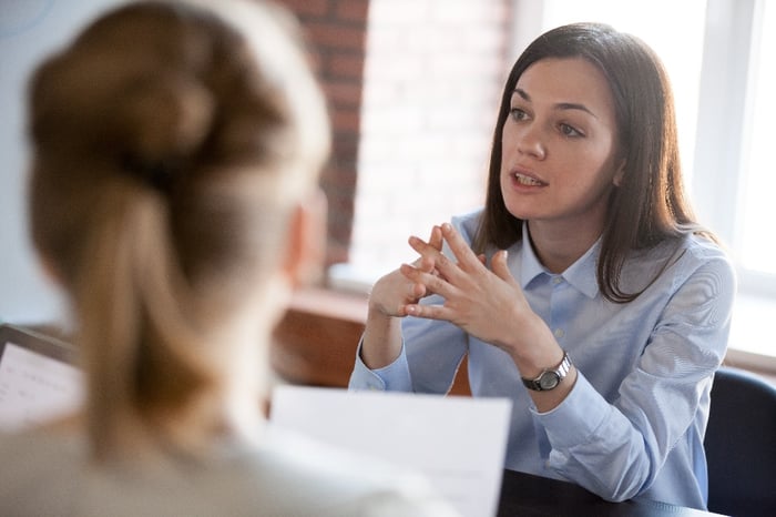 person in a meeting