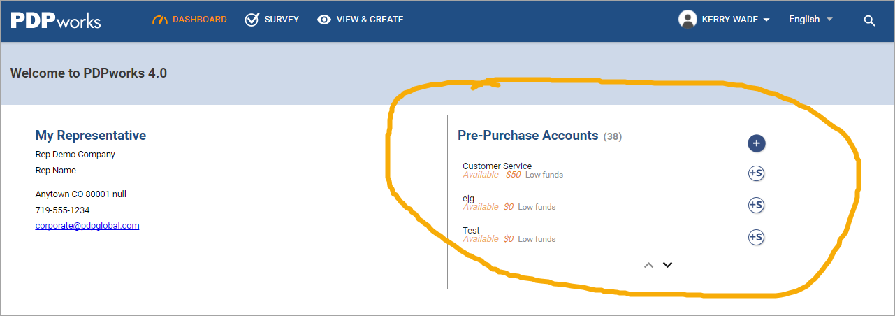 Dashboard for Gold Account