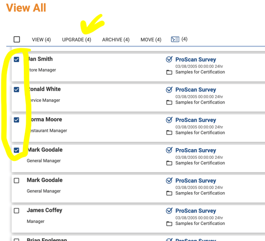 Upgrade Multiple Surveys