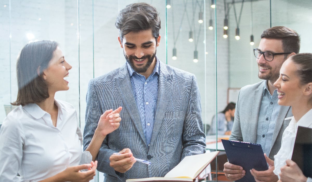 Business colleagues smiling Business colleagues smiling