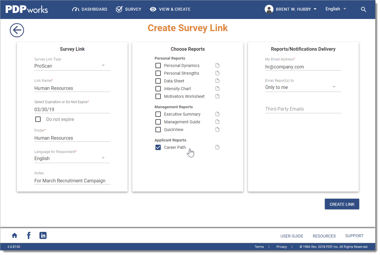 Career Path Report now available for Survey Links